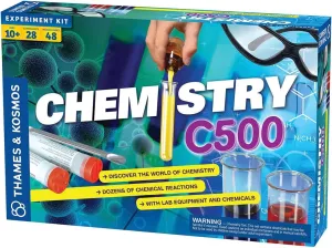 Thames & Kosmos Chemistry Chem C500 Science Kit with 28 Guided Experiments 48 Page Science Guide Parents’ Choice Silver Award Winner, 13.1" L x 2.6" W x 8.9" H
