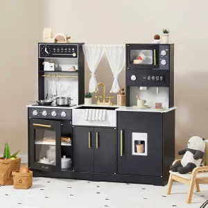 Tiny Land Play Kitchen for Kids, Wooden Play Kitchen Sets for Girls and Boys, New Modern Toddler Kitchen Toy Kitchen Designed in Trendy Home Style, Gift for Ages 3 
