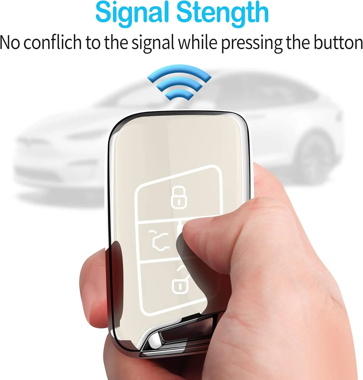 Tukellen Volkswagen Key Fob Cover - Premium Soft TPU Full Protection Case for VW Tiguan Atlas Jetta Passat Golf Alltrack Smart Keyless Remote (White)