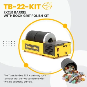 Tumble-Bee Rock Tumbler - Double Tumbler for Adults and Kids - Rotary Machine for Stone, Rock, Metal and Sea Glass - Polishing Machine Kit for Professionals & Hobbyists - Model TB-22-KIT
