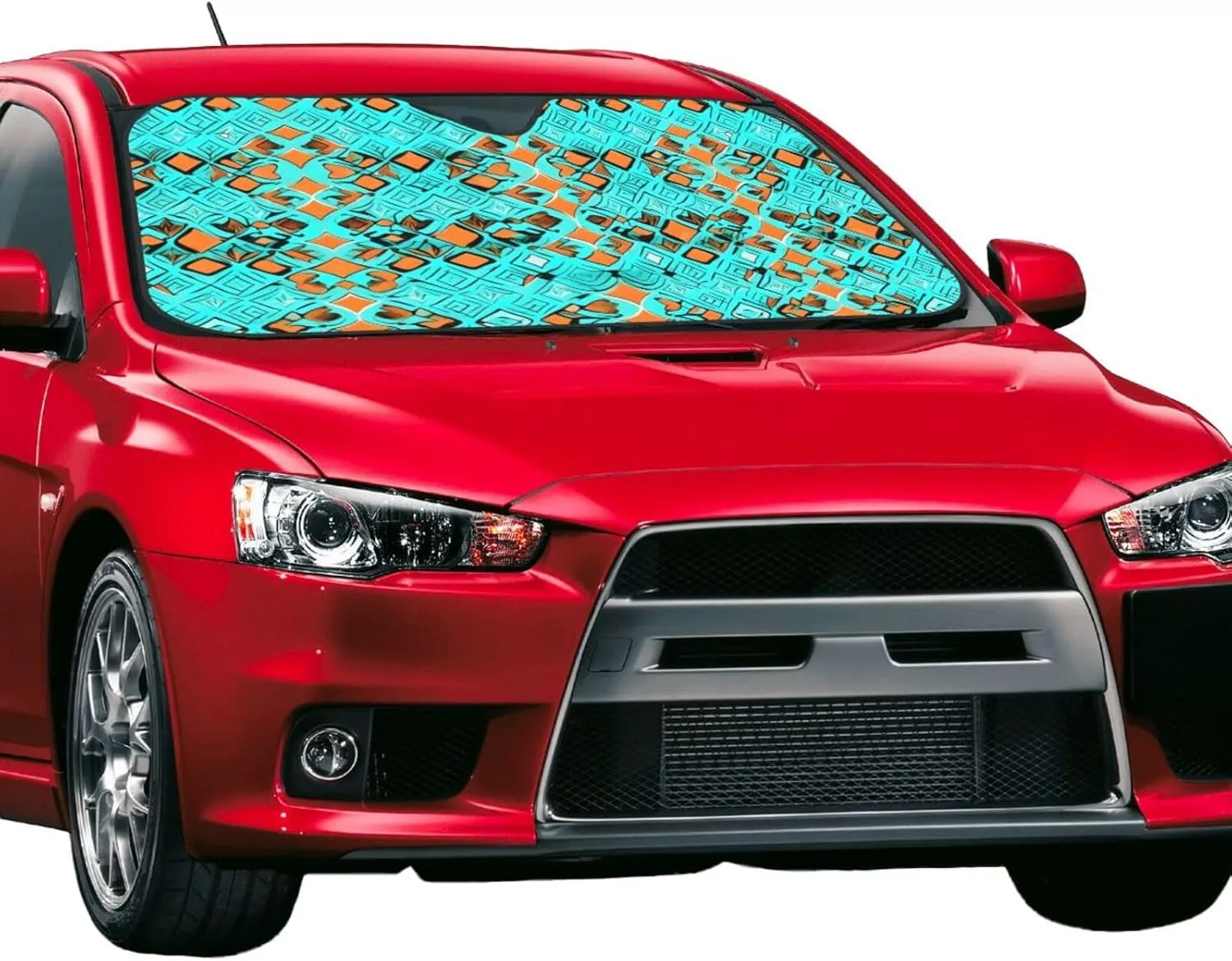 Turquoise Wonders Print Windshield Foldable Sun Shade for Car Front Window Block Heat and Rays Sun Visor Protection