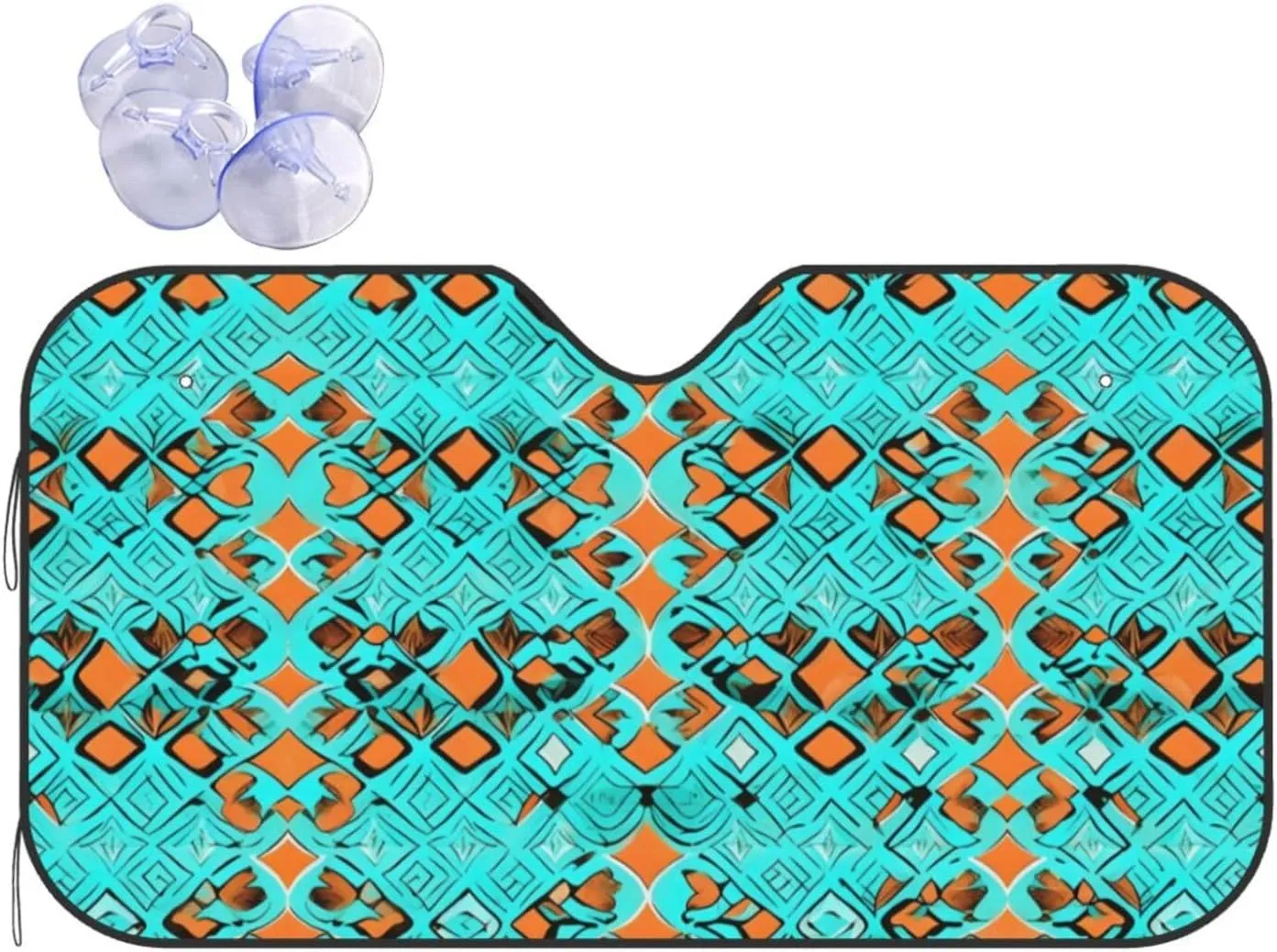 Turquoise Wonders Print Windshield Foldable Sun Shade for Car Front Window Block Heat and Rays Sun Visor Protection