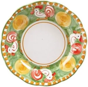 Vietri Campagna Gallina Salad Plate, Green, 8-inch Italian Terra Cotta, Hand-Painted Decorative Serving Dish