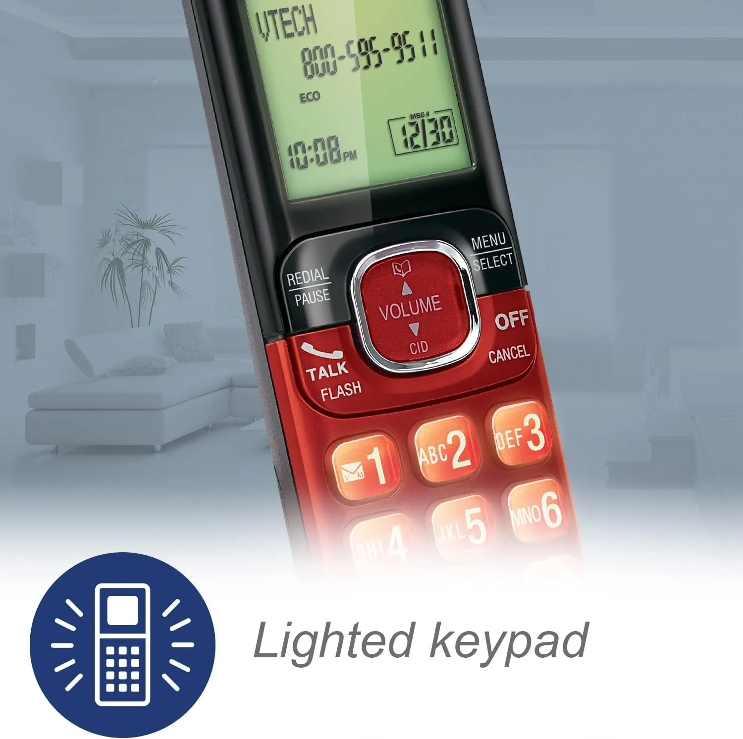VTech CS6529-4B 4-Handset DECT 6.0 Cordless Phone with Answering System and Caller ID, Expandable up to 5 Handsets, Wall-Mountable, Blue/Green/Red/Silver