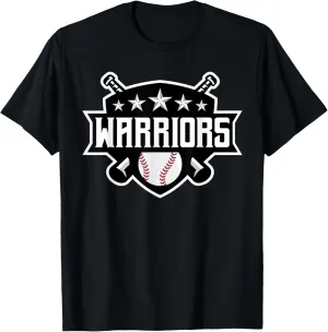 Warriors Baseball Sports Game Day Spirit Print Stars Mom Dad T-Shirt