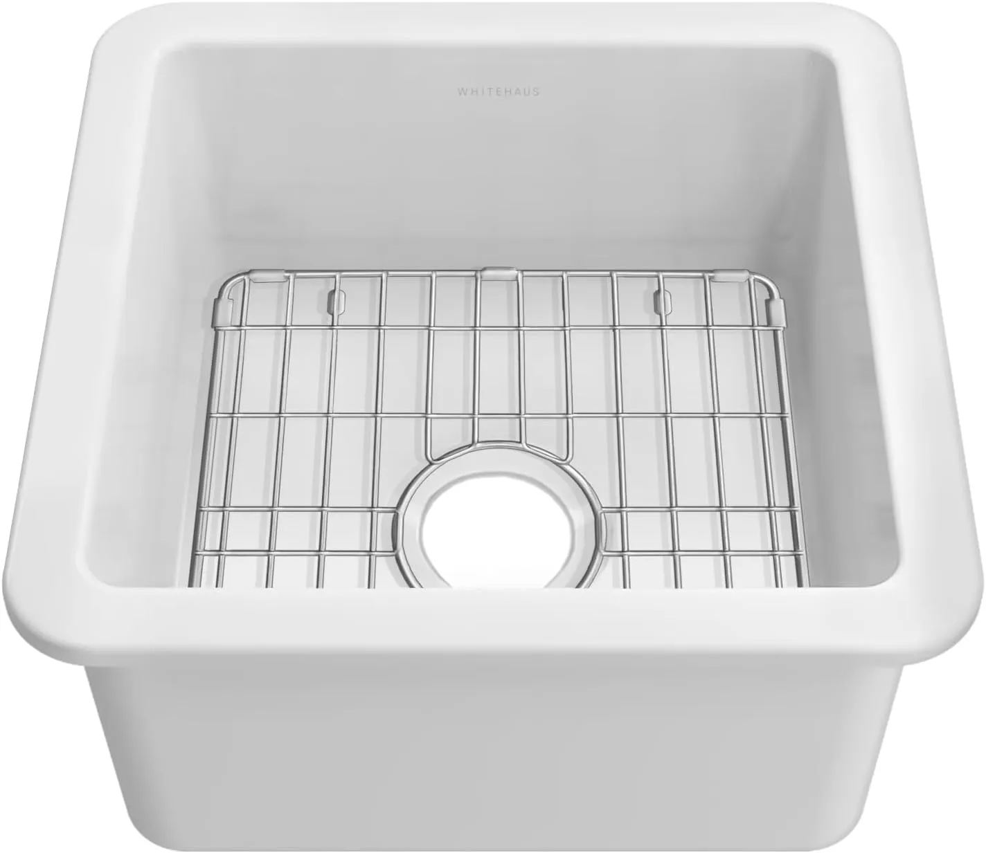 Whitehaus Collection Undermount/Drop-in Fireclay Kitchen Sinks, Stainless Steel Grid Included (White, 18 Inch)