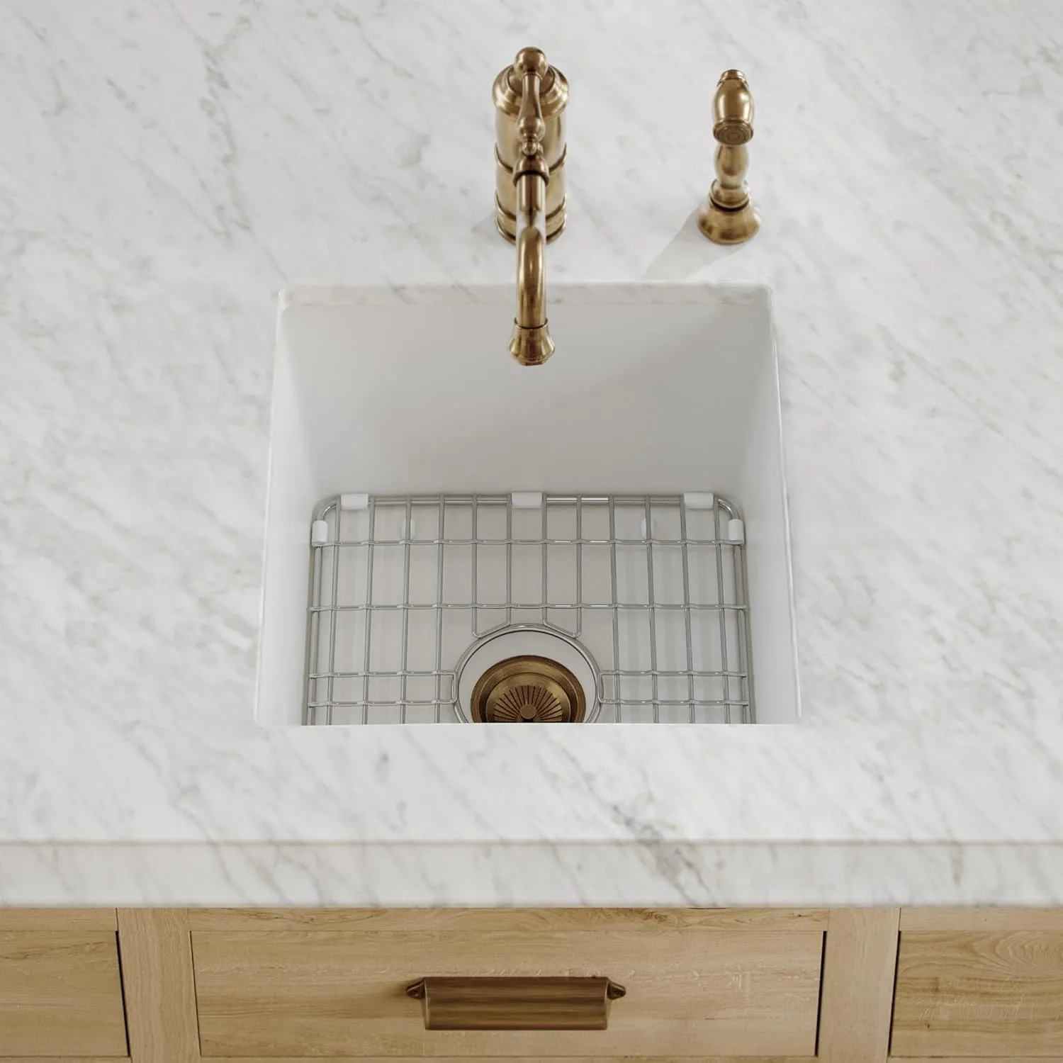 Whitehaus Collection Undermount/Drop-in Fireclay Kitchen Sinks, Stainless Steel Grid Included (White, 18 Inch)