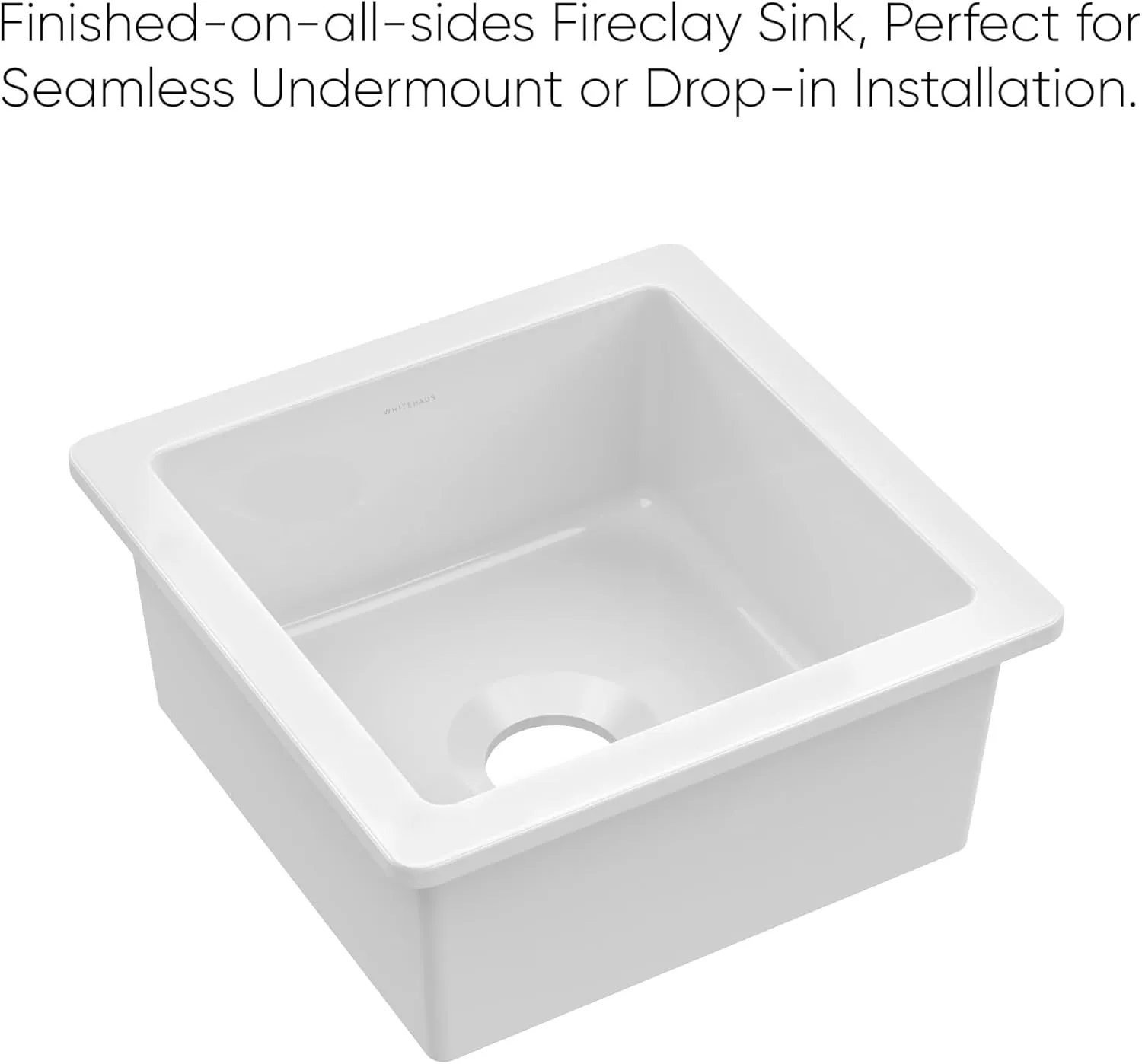 Whitehaus Collection Undermount/Drop-in Fireclay Kitchen Sinks, Stainless Steel Grid Included (White, 18 Inch)