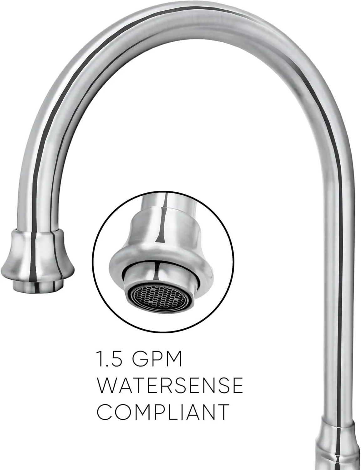 Whitehaus Kitchen Faucet; Brass Construction, Gooseneck, Cross Handles, Side Spray; Polished Chrome
