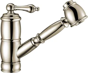 Whitehaus Kitchen Faucet; Brass Construction, Swivel Spout, Pull-Out Spray Head; Polished Nickel
