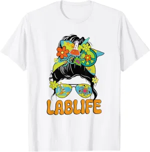 Women Mystery Machine of Diagnostics Lab Week 2025 Messy Bun T-Shirt