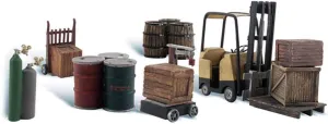 Woodland Scenics Loading Dock Details (Forklift, Crates, Barrels, Wellding Tanks & Hand Cart) HO Scale
