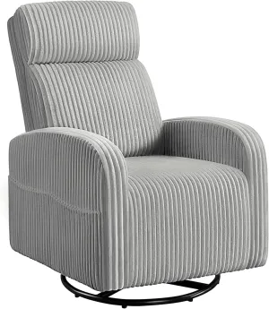 Yaheetech 360° Swivel Glider Chair for Nursery, Rocking Chair Nursing Chair with Side Pockets, Corduroy Glider for Living Room with High Back Light Gray