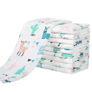 Yoofoss Muslin Burp Cloths for Baby 10 Pack 100% Cotton Baby Washcloths for Boys Girls Large 20''X10'' Super Soft and Absorbent Alpaca