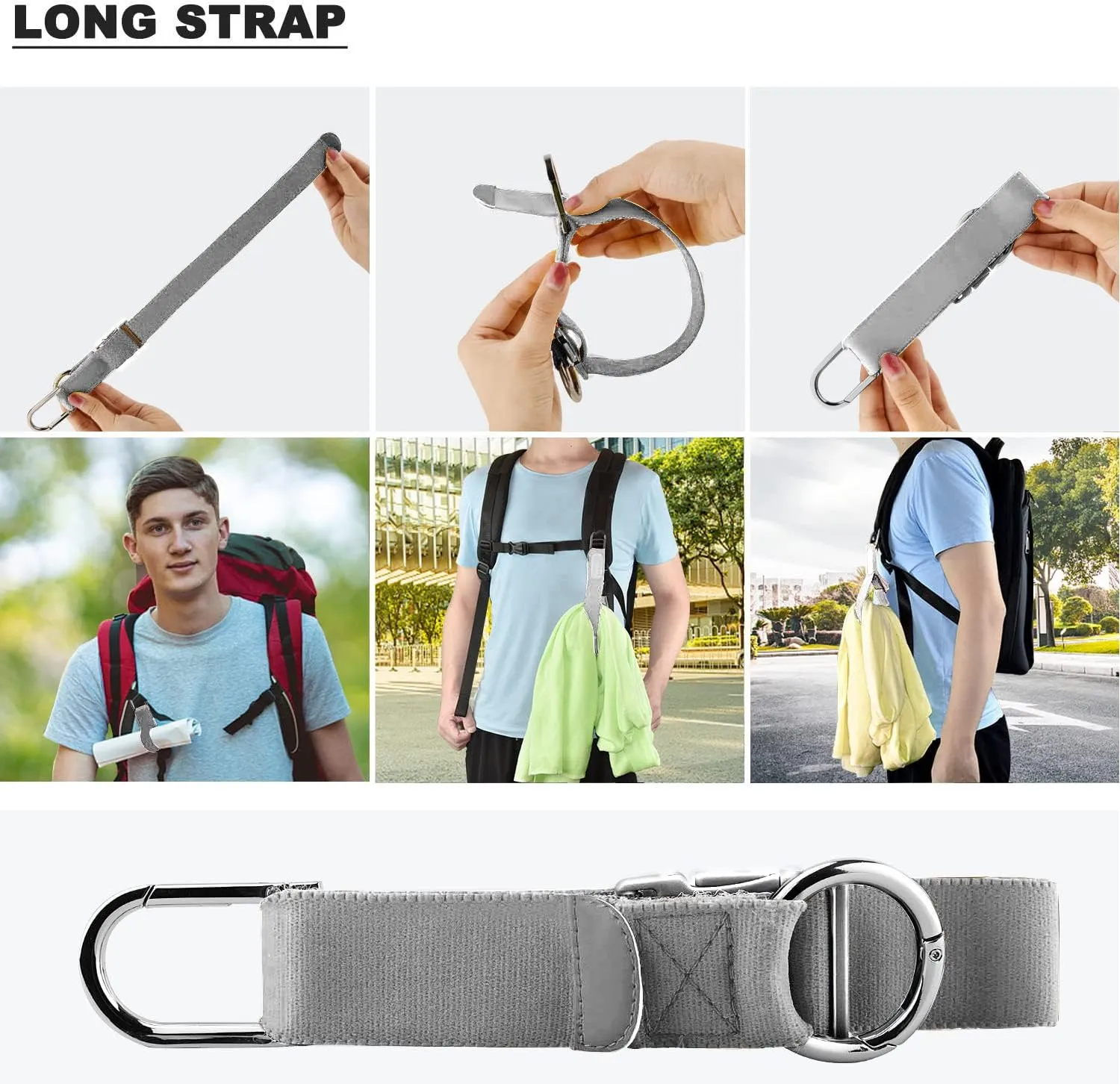ZINZ Elastic Jacket Gripper Travel Strap with D-Ring Hooks and Buckle, Suitcase Straps Belts Travel Accessories, Makes Your Hands Free