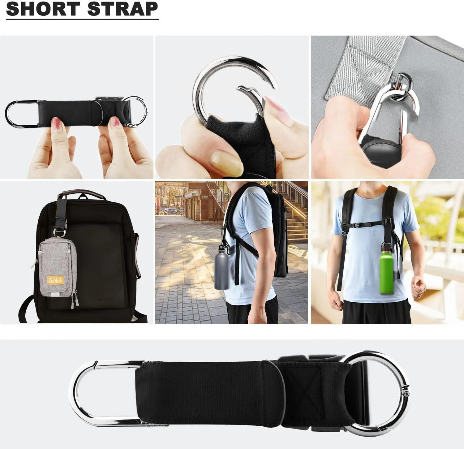 ZINZ Elastic Jacket Gripper Travel Strap with D-Ring Hooks and Buckle, Suitcase Straps Belts Travel Accessories, Makes Your Hands Free