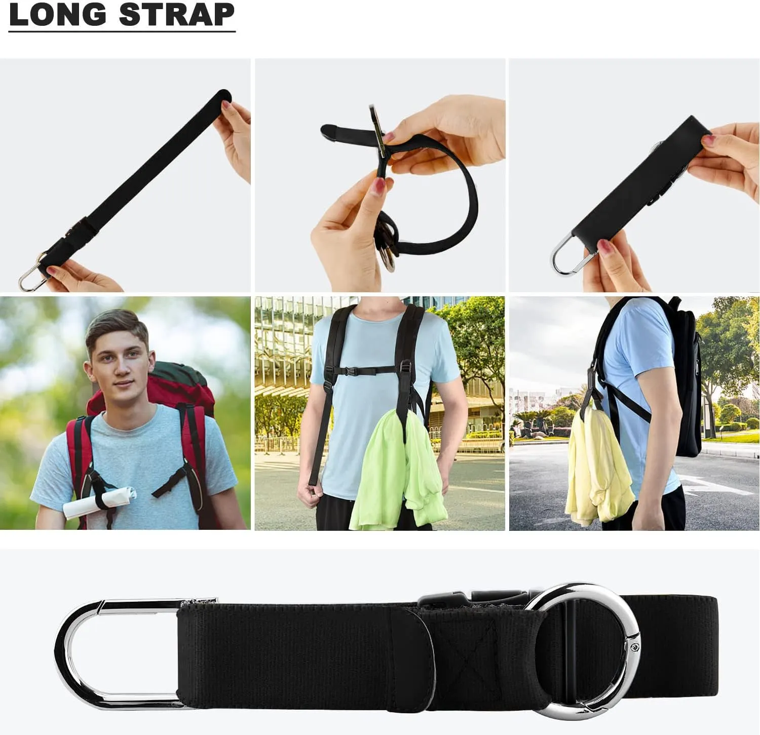 ZINZ Elastic Jacket Gripper Travel Strap with D-Ring Hooks and Buckle, Suitcase Straps Belts Travel Accessories, Makes Your Hands Free