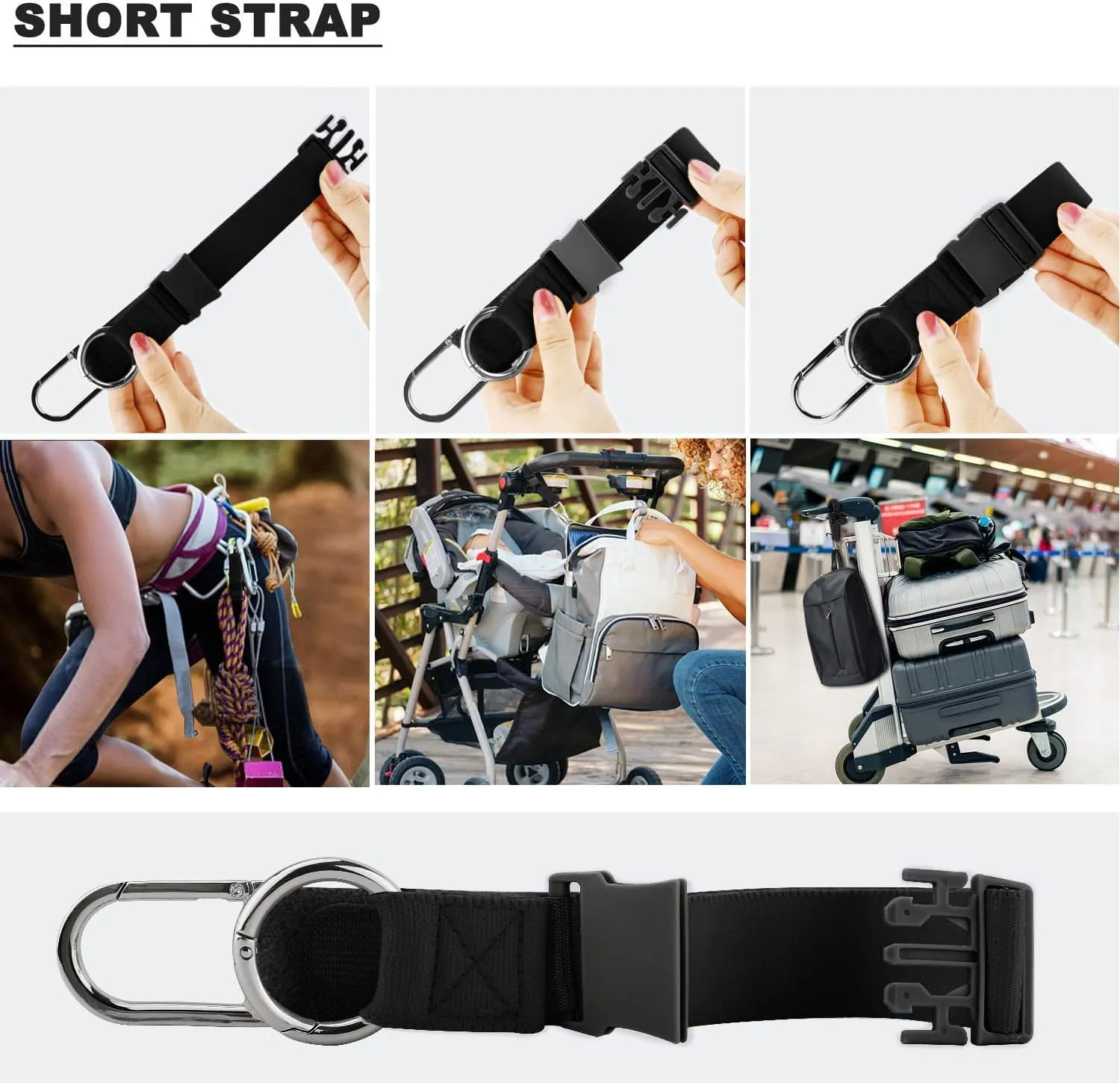 ZINZ Elastic Jacket Gripper Travel Strap with D-Ring Hooks and Buckle, Suitcase Straps Belts Travel Accessories, Makes Your Hands Free