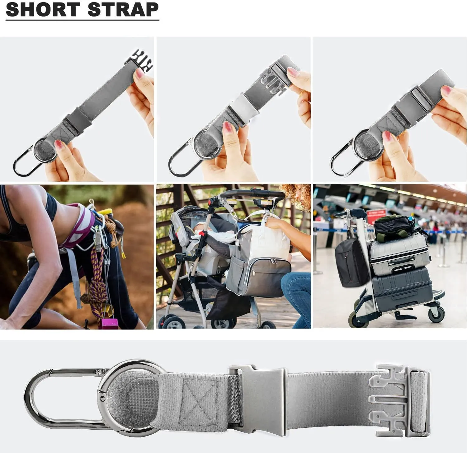 ZINZ Elastic Jacket Gripper Travel Strap with D-Ring Hooks and Buckle, Suitcase Straps Belts Travel Accessories, Makes Your Hands Free